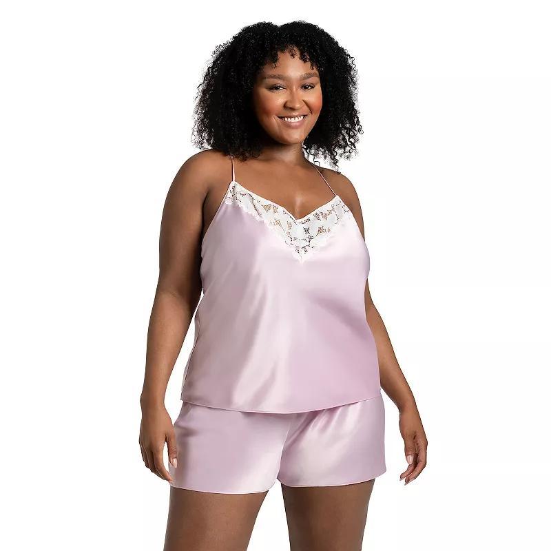 Plus Size Lilac+London 2-pc. Satin Pajama Cami & Pajama Shorts Sleep Set, Womens Light Purple Product Image