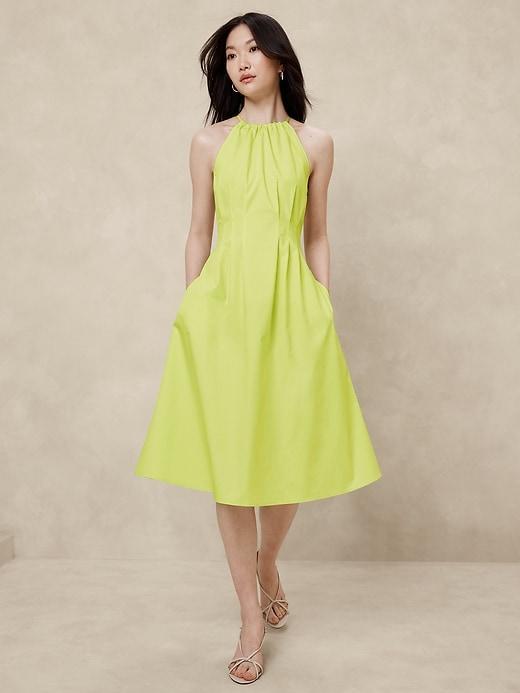 Poplin Halter Midi Dress Product Image