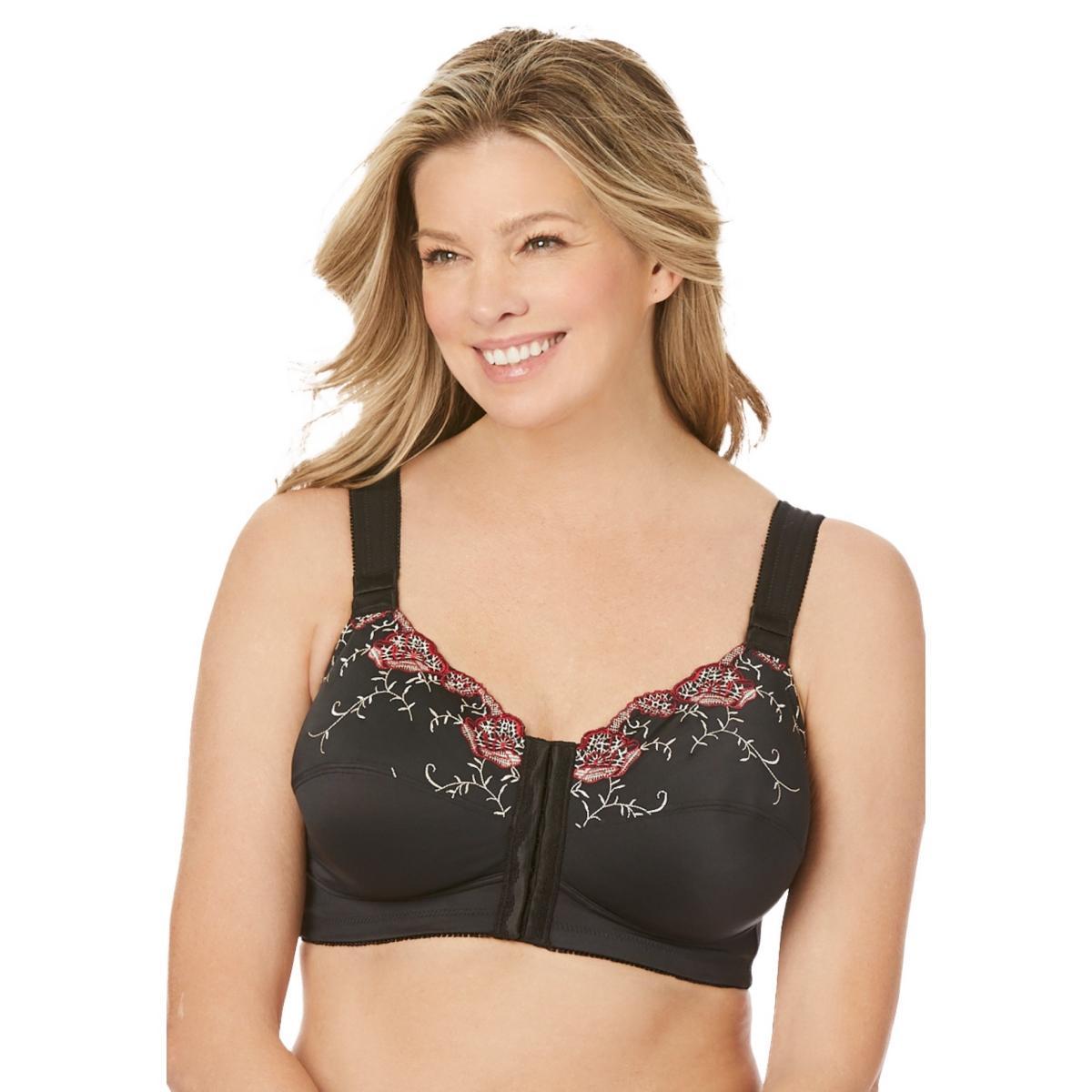 Comfort Choice Womens Front-Close Embroidered Wireless Posture Bra Product Image