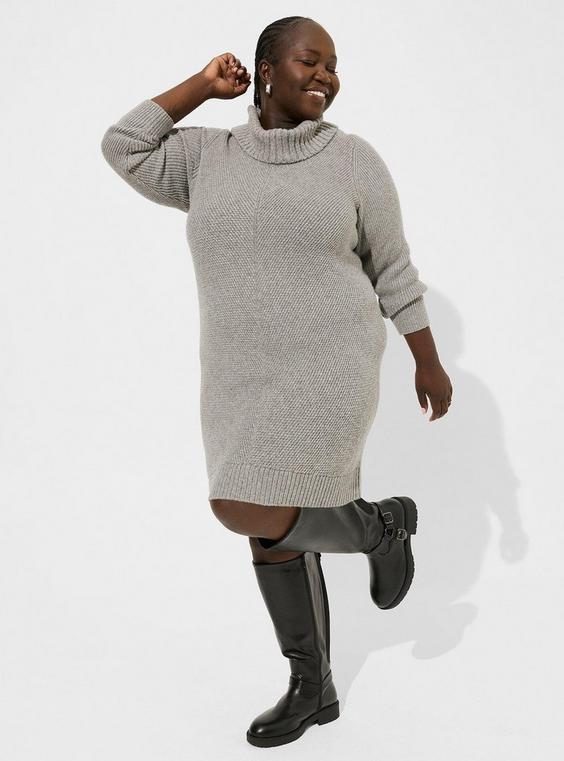 At The Knee Sweater Cowl Neck Dress Product Image