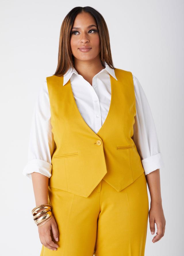 Plus Size Pocketed Ponte Vest Ashley Stewart Product Image