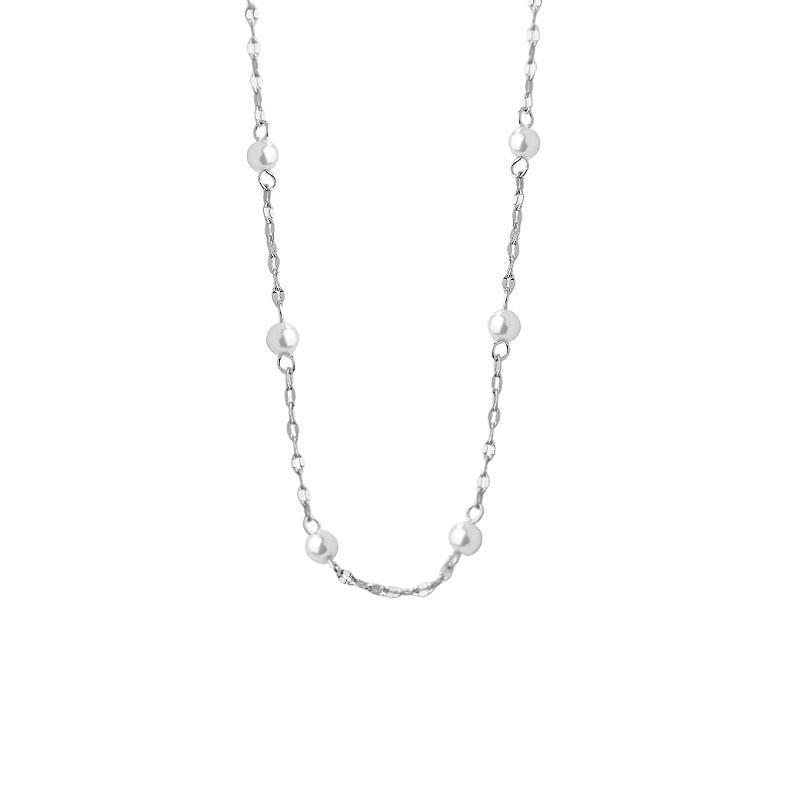 925 Sterling Silver Faux Pearl Necklace Product Image