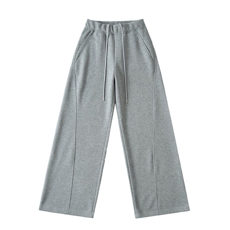 High Waist Plain Wide Leg Sweatpants Product Image