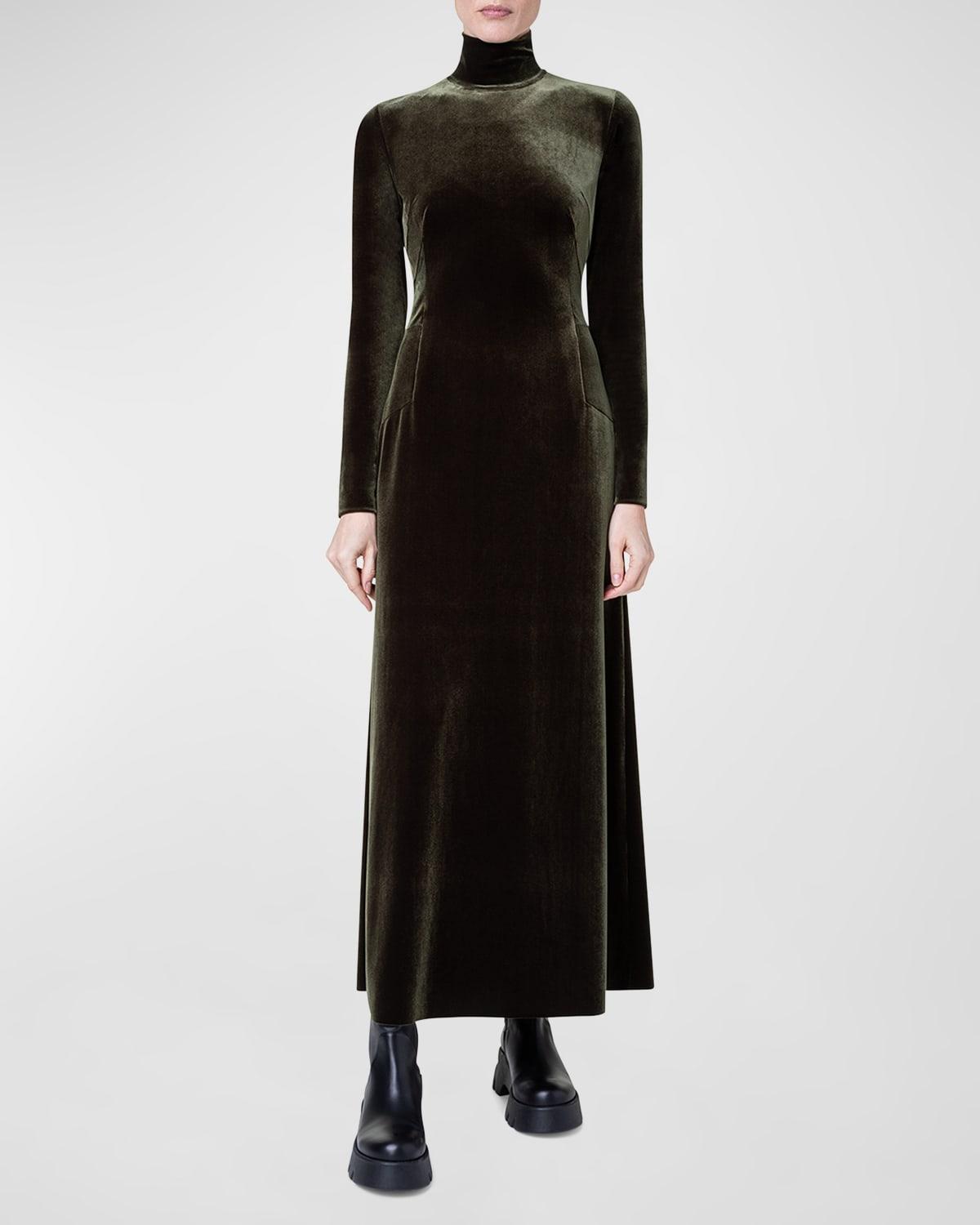 Akris Mock Neck Long Sleeve Fluid Stretch Velvet Gown Product Image