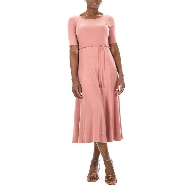 Womens Nina Leonard Sylvia Midi Dress with Chain Belt Dusty Pink Product Image