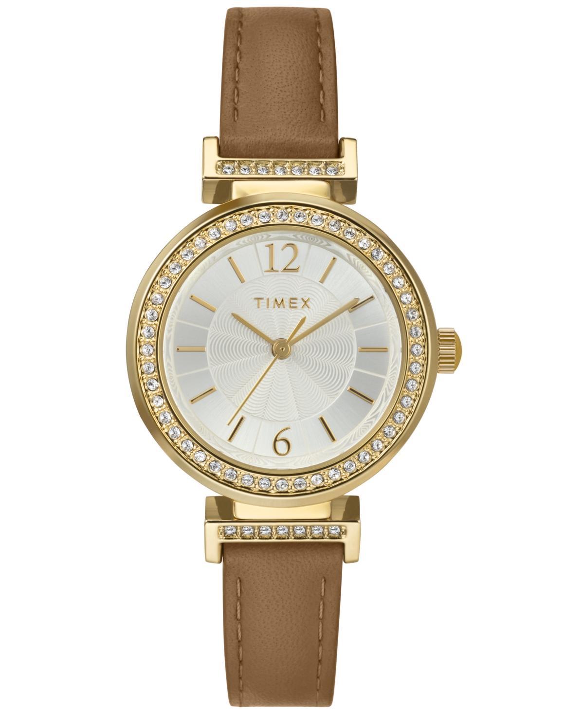 Timex Womens Quartz Dress Analog Brown Leather Strap 31mm Round Watch Product Image