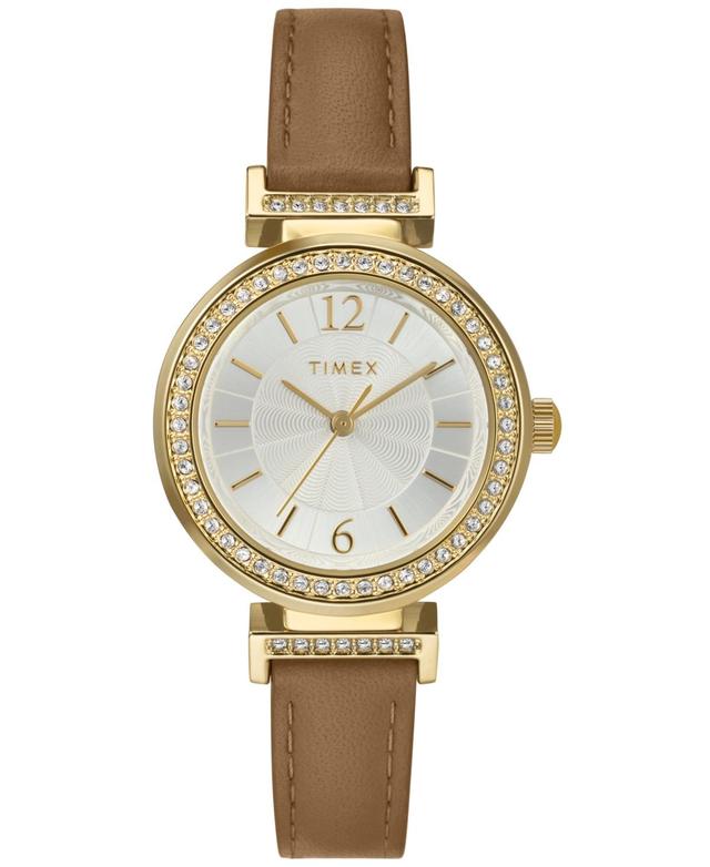 Timex Womens Quartz Dress Analog Brown Leather Strap 31mm Round Watch - Brown Product Image