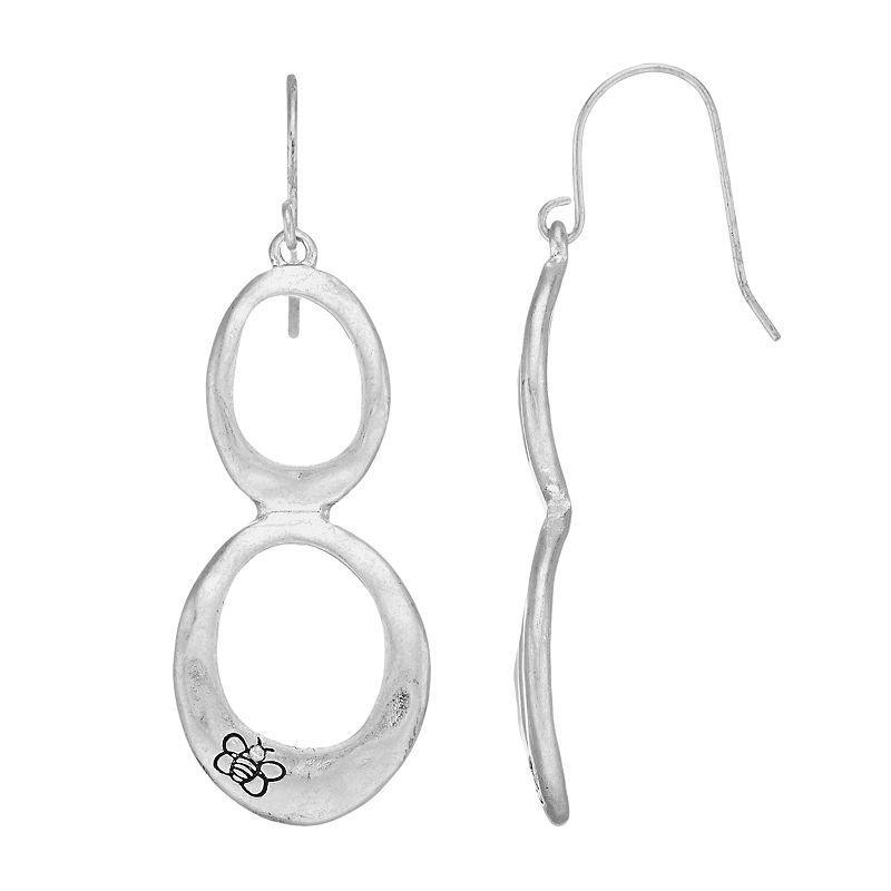 Bella Uno Silver Tone Double Drop Earrings, Womens Product Image