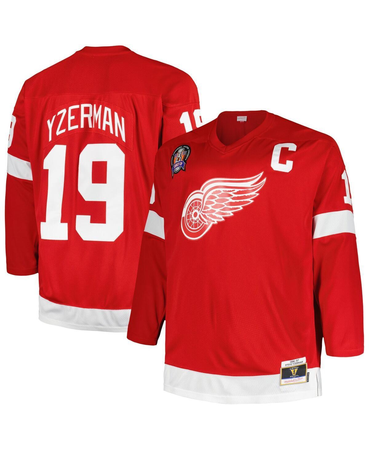 Mens Mitchell & Ness Steve Yzerman Detroit Wings Big & Tall Captain Patch Blue Line Player Jersey Product Image