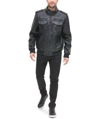 Levis Mens Sherpa Lined Faux Leather Aviator Bomber Product Image