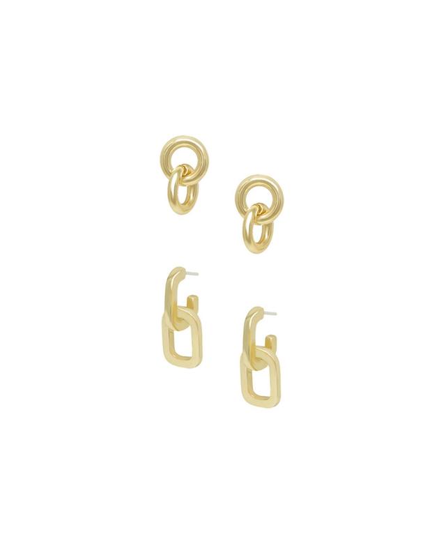 Ettika Womens 18k Gold Plated Small Link Earrings Set Product Image