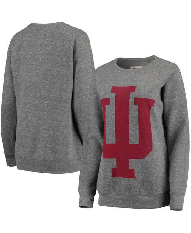 Womens Heathered Gray Indiana Hoosiers Big Team Logo Knobi Fleece Tri-Blend Crew Neck Sweatshirt Product Image