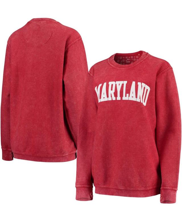 Womens Pressbox Maryland Terrapins Comfy Cord Vintage Wash Basic Arch Pullover Sweatshirt Product Image