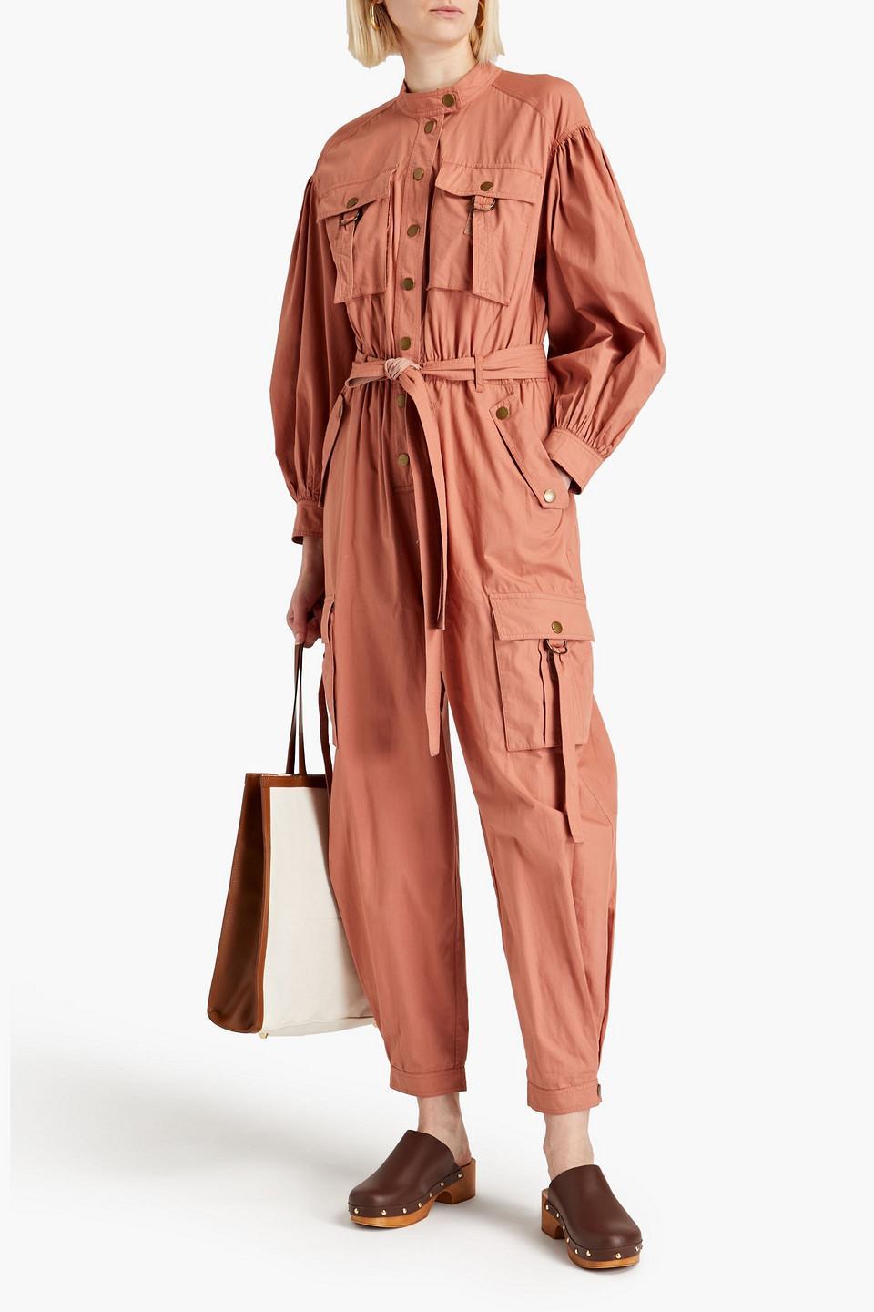 Reverie Belted Cotton Jumpsuit In Antique Rose Product Image