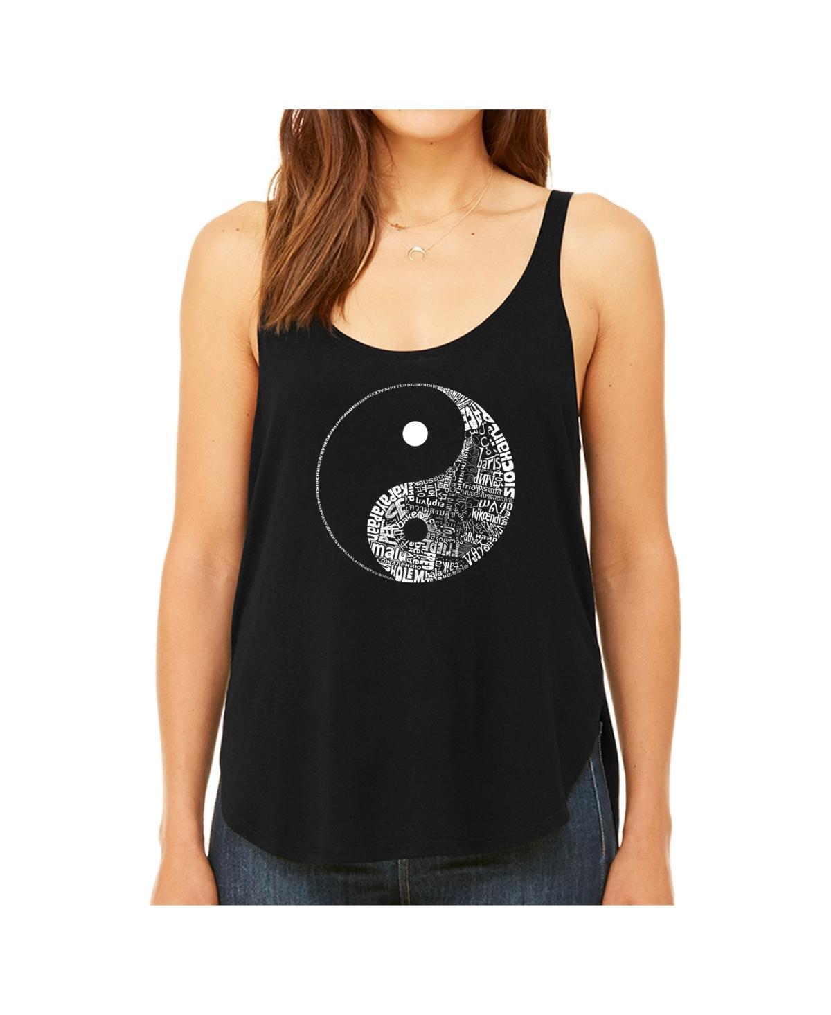 La Pop Art Womens Premium Word Art Flowy Tank Top- Yin Yang Product Image