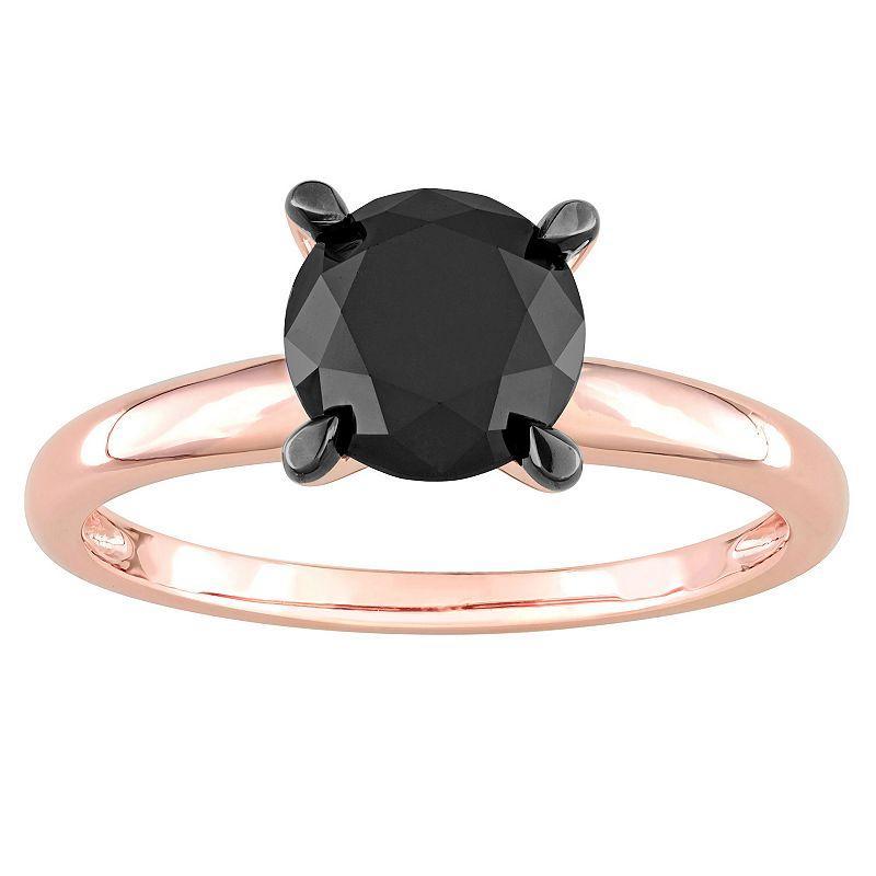 Stella Grace 14k Rose Gold 2 Carat T.W. Round Black Diamond Solitaire Engagement Ring, Womens Product Image