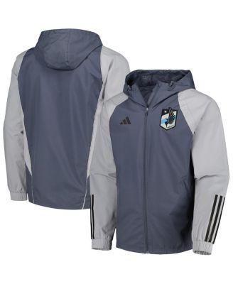 Mens adidas Charcoal Minnesota United Fc All-Weather Raglan Hoodie Full-Zip Jacket Product Image