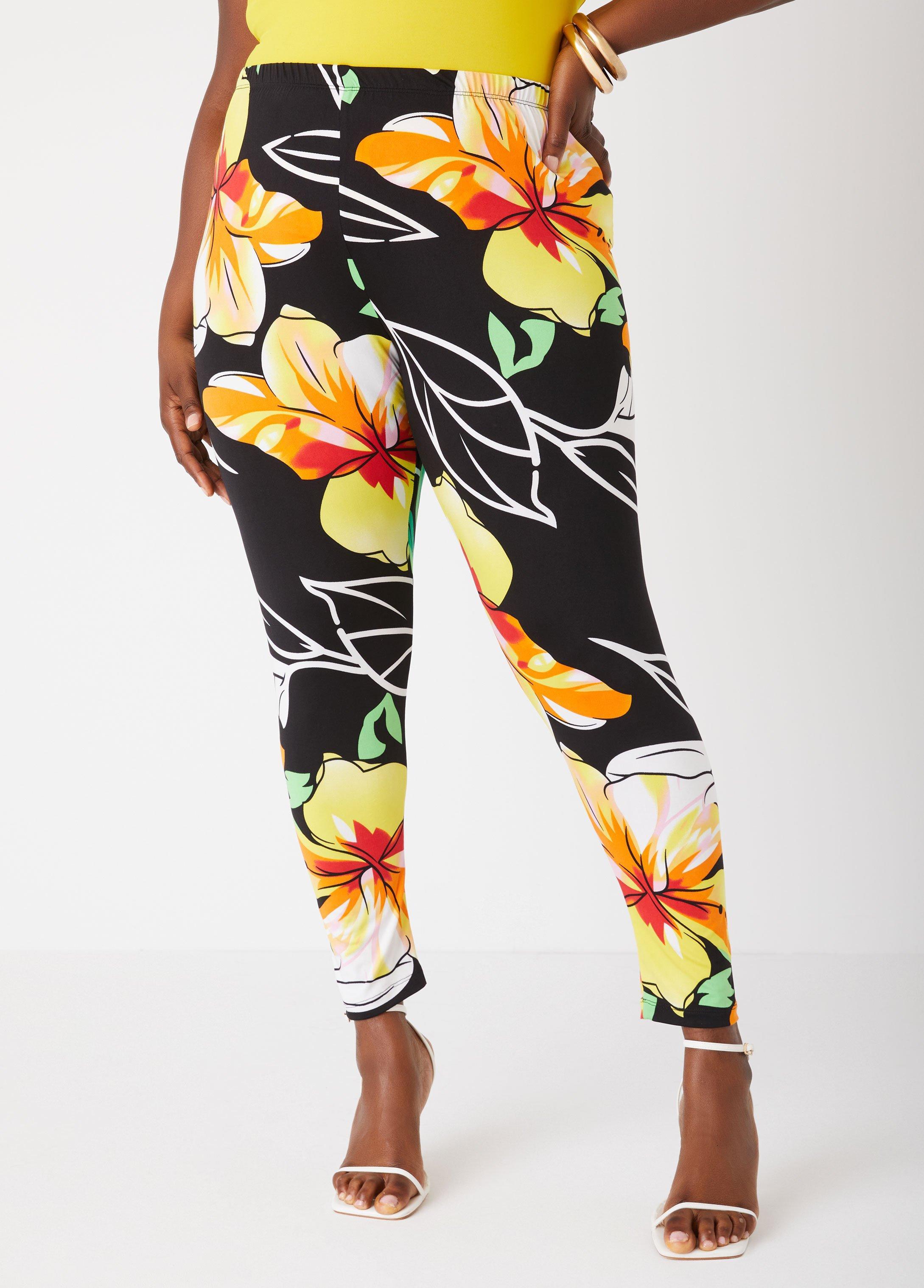 Mid Rise Tropical Print Leggings Product Image