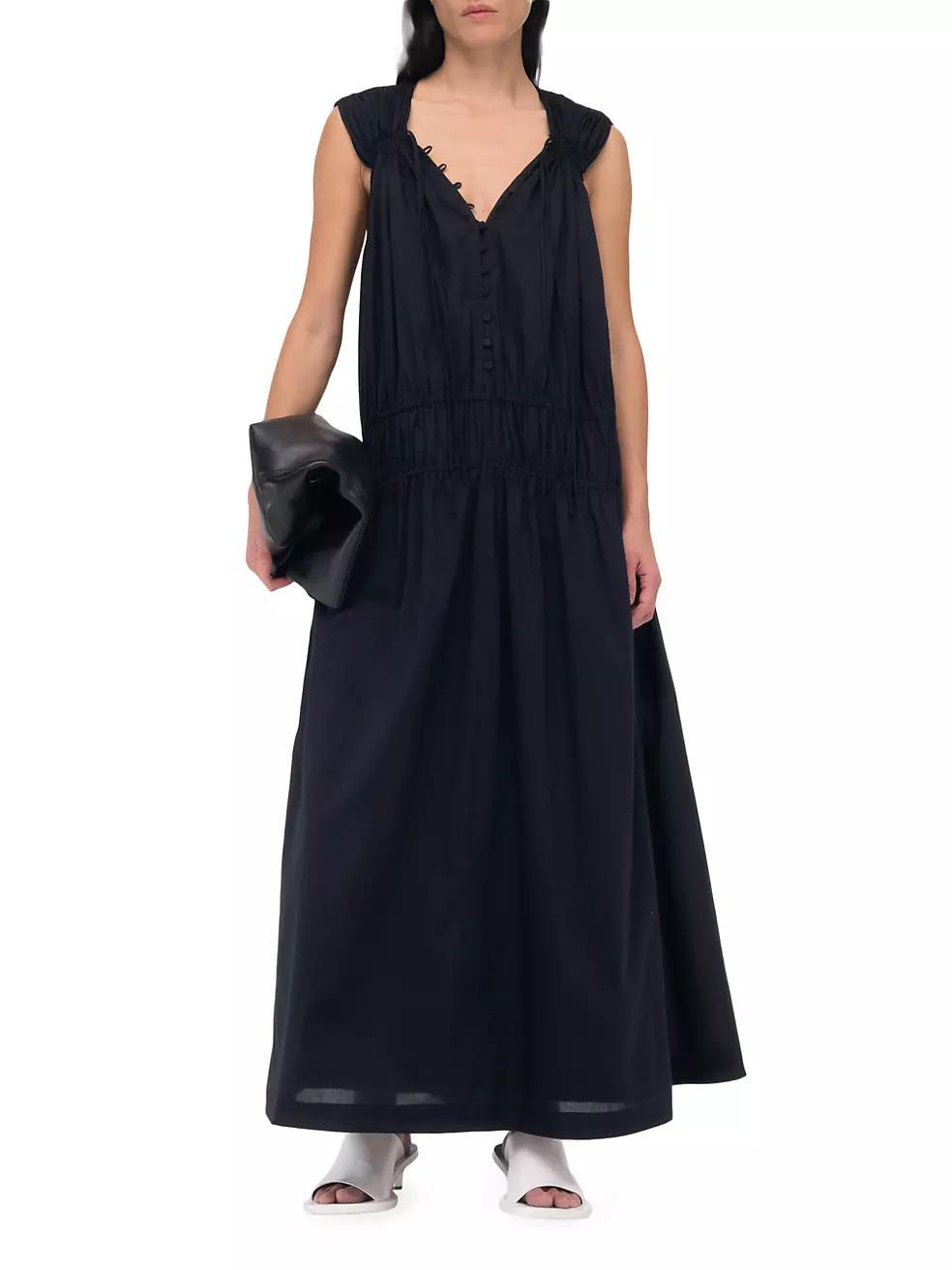 Gathered V-Neck Maxi Dress Product Image