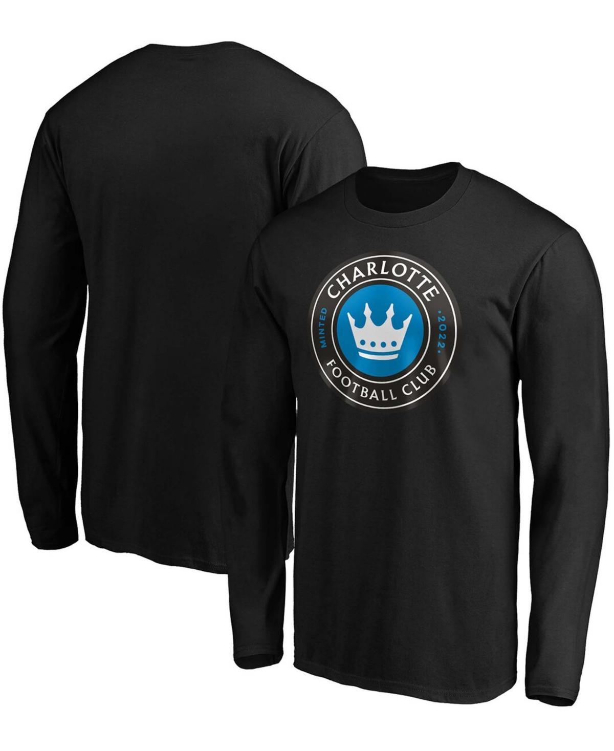 Mens Black Charlotte Fc Primary Logo Long Sleeve T-shirt Product Image