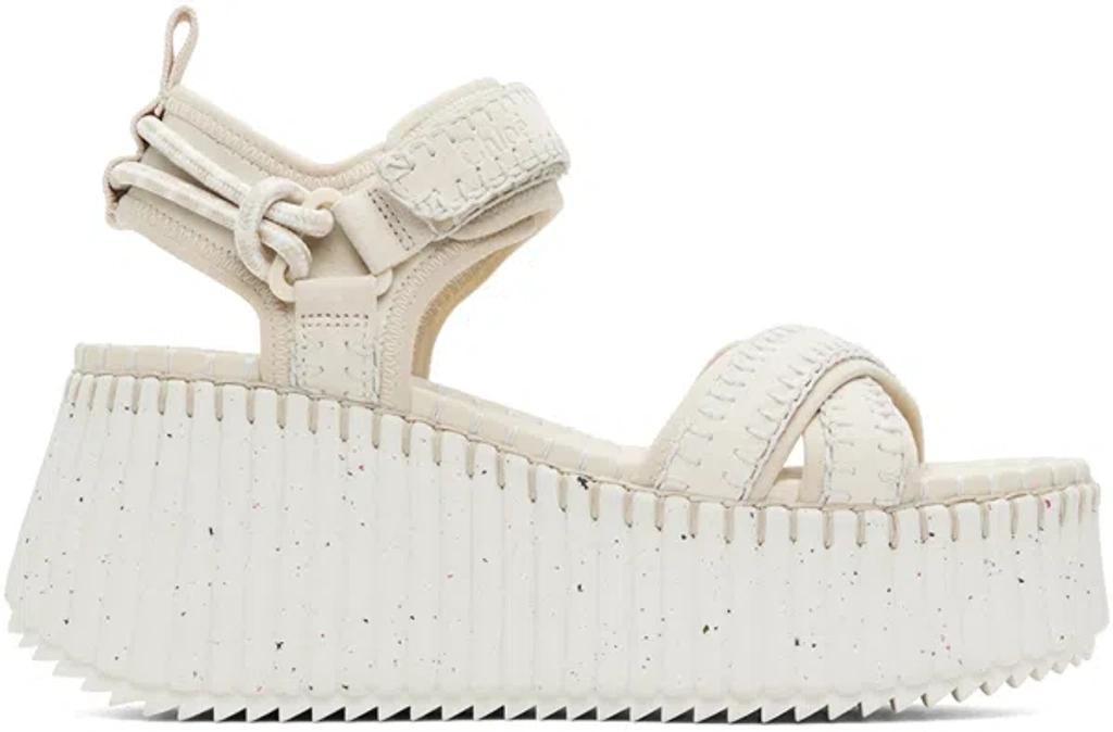 CHLOÉ + Net Sustain Nama Suede And Leather Platform Sandals In White product image