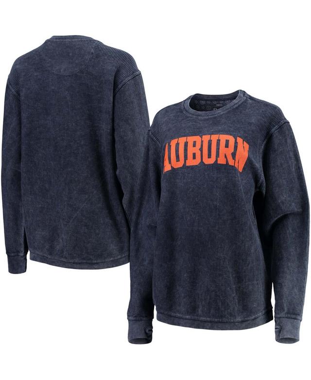 Womens Navy Auburn Tigers Comfy Cord Vintage-Like Wash Basic Arch Pullover Sweatshirt Product Image