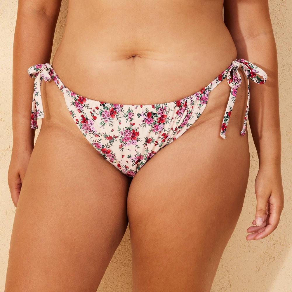 Womens High Leg Adjustable Coverage Side-Tie Bikini Bottom - Wild Fable Pink Product Image