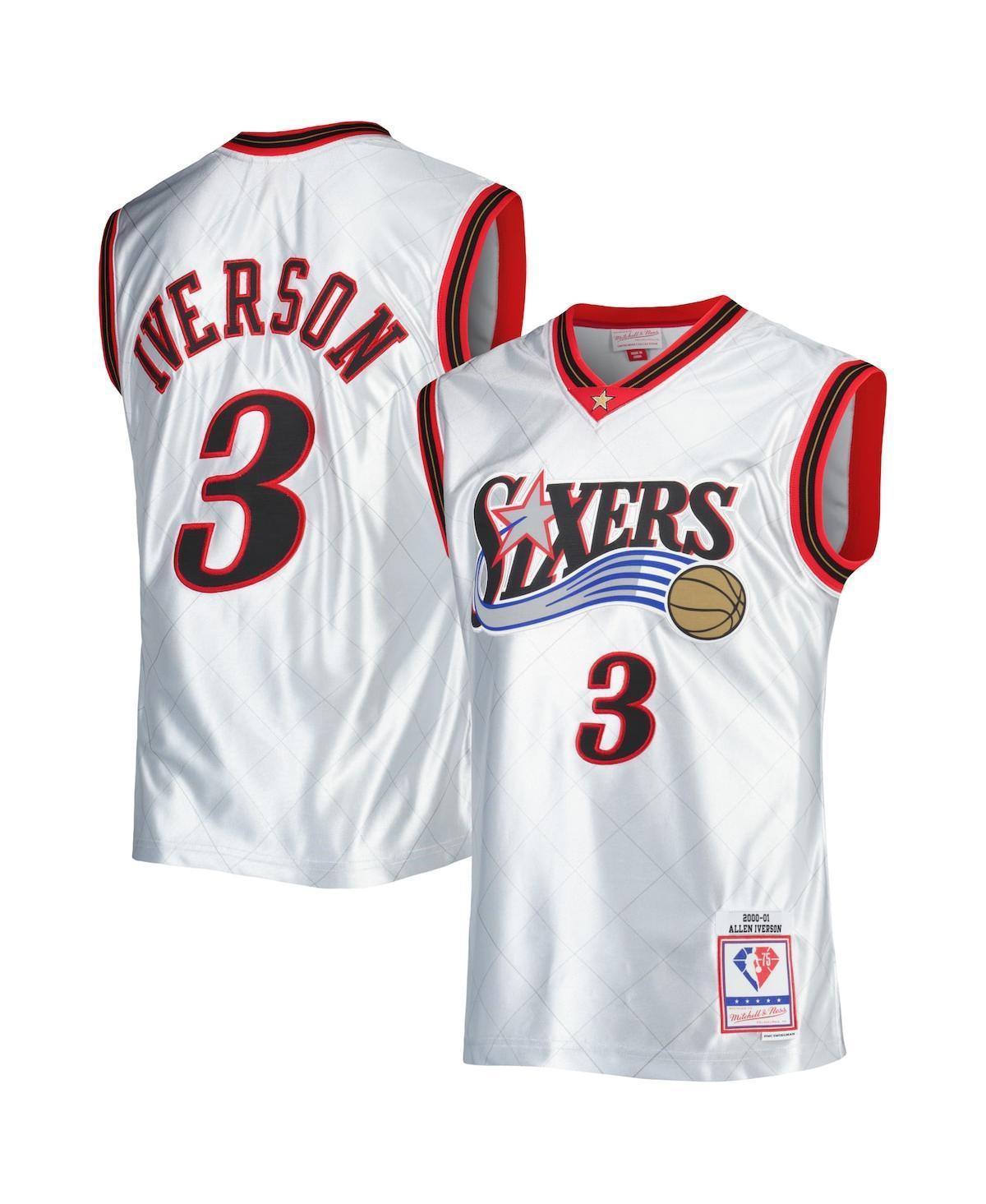 Mens Mitchell & Ness Allen Iverson Platinum Philadelphia 76ers 2000/01 Hardwood Classics 75th Anniversary Swingman Jersey Product Image