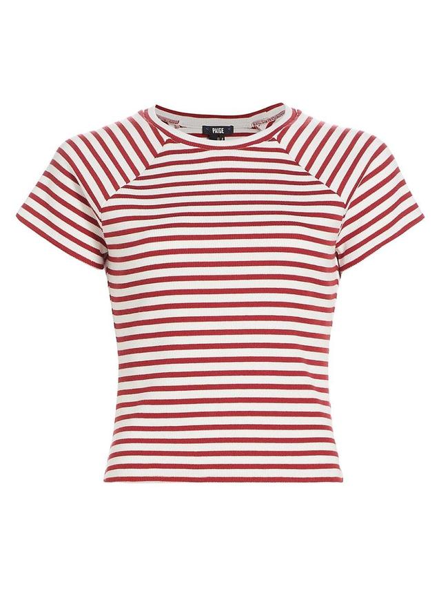 Womens Bijou Striped Rib-Knit Crewneck T-Shirt Product Image