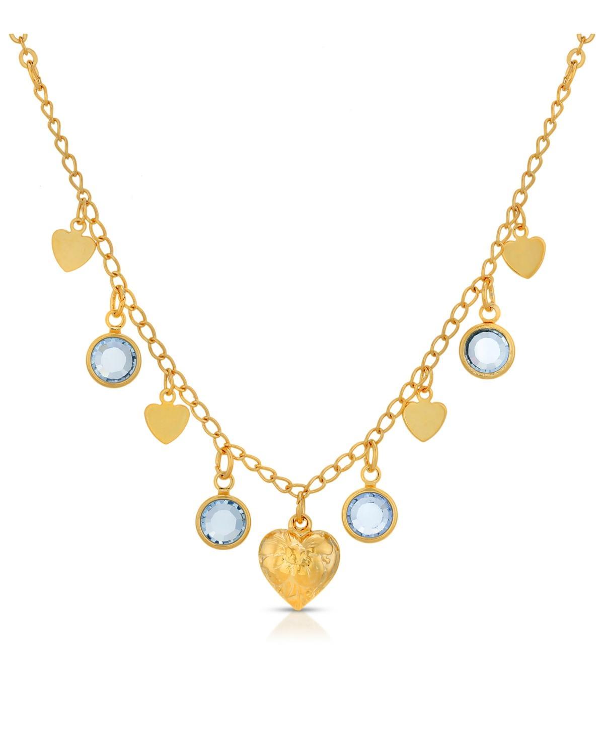 1928 Gold-Tone Black Diamond Channels With Hearts Drop Necklace, Womens, Grey Product Image