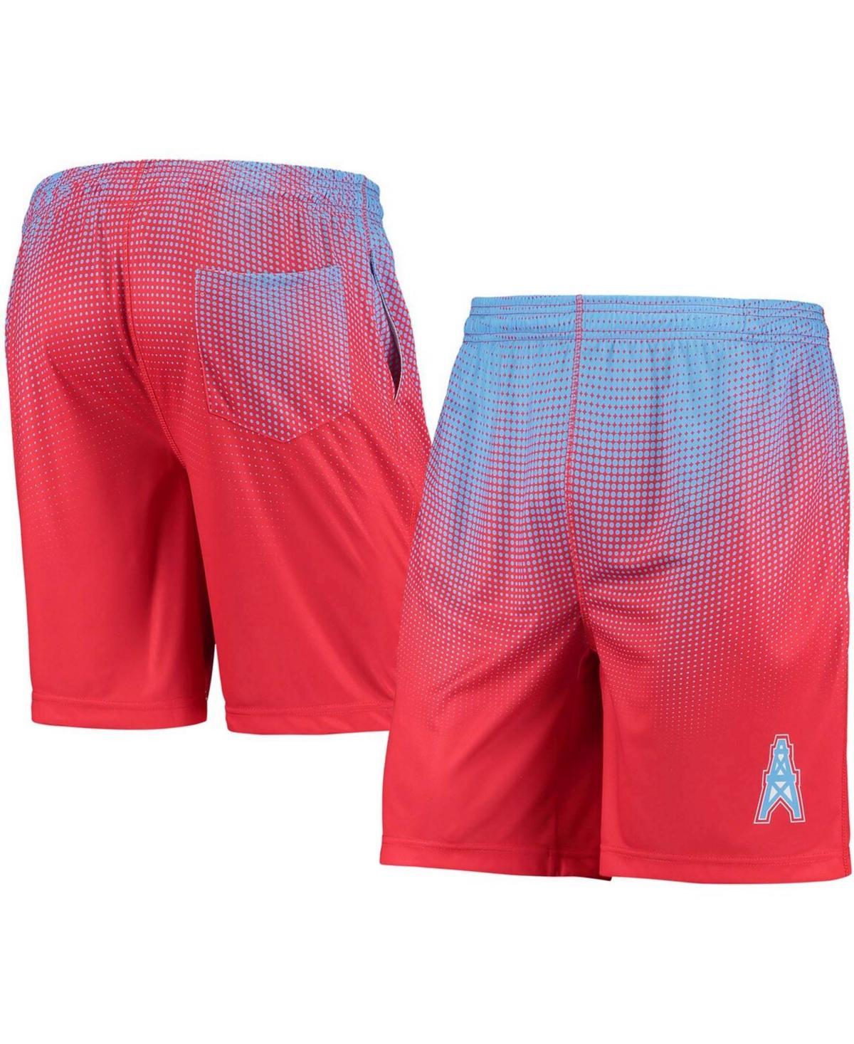 Mens Light Blue and Red Houston Oilers Gridiron Classic Pixel Gradient Training Shorts - Light Blue Product Image