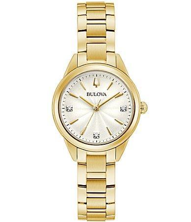 Bulova Womens Sutton Classic Quartz Analog Gold Stainless Steel Bracelet Watch Product Image