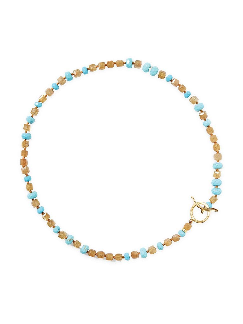 Womens 18K Gold-Plated, Turquoise & Yellow Apatite Toggle Necklace Product Image