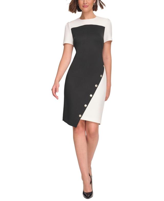 Tommy Hilfiger Womens Color-Blocked Asymmetric Dress Product Image