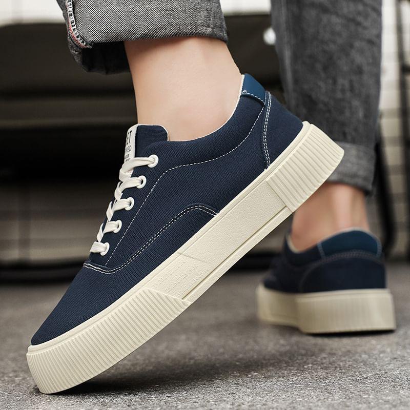 Platform Plain Lace-Up Sneakers Product Image