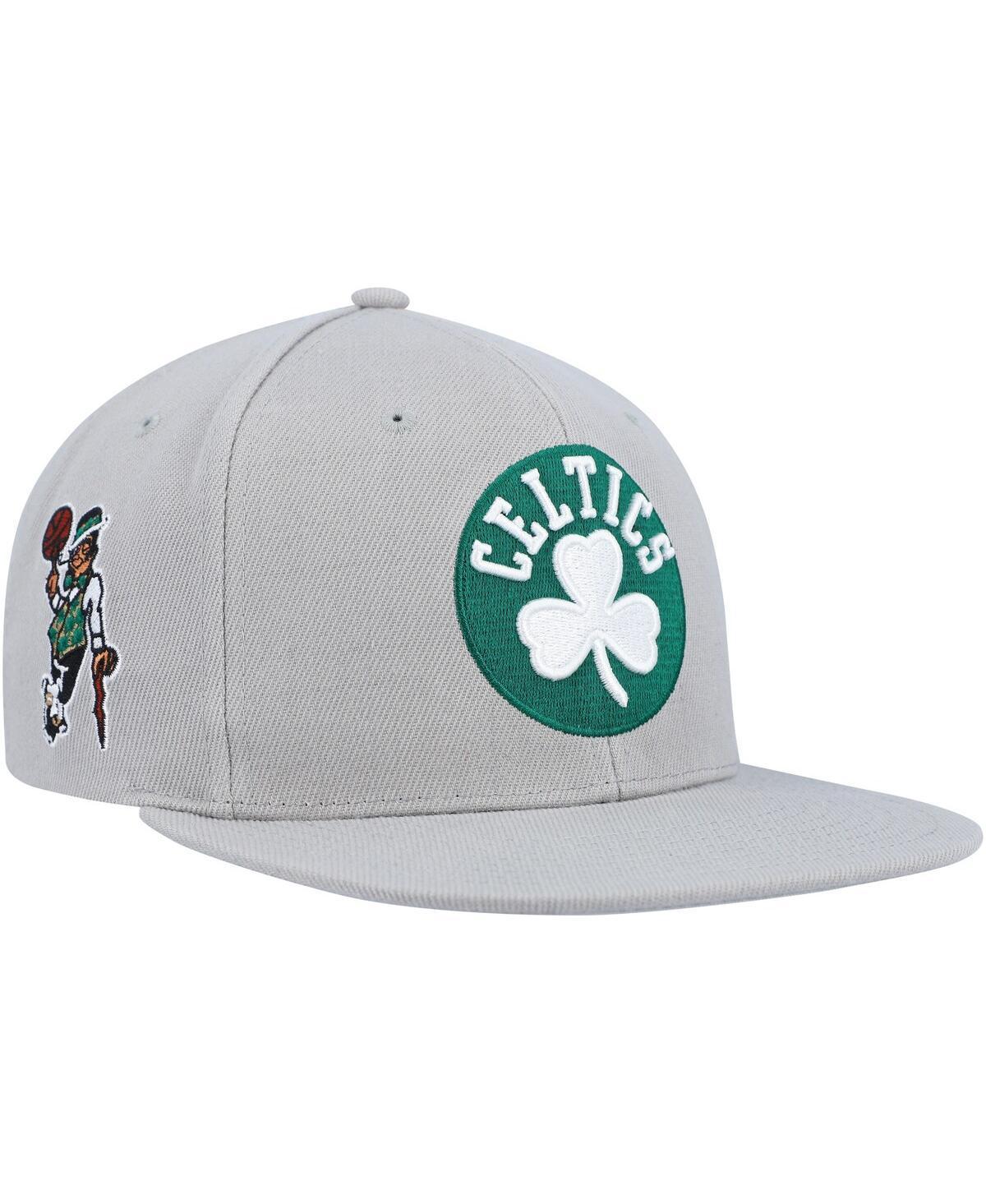 Mens Mitchell & Ness Gray Boston Celtics Side Core 2.0 Snapback Hat Product Image