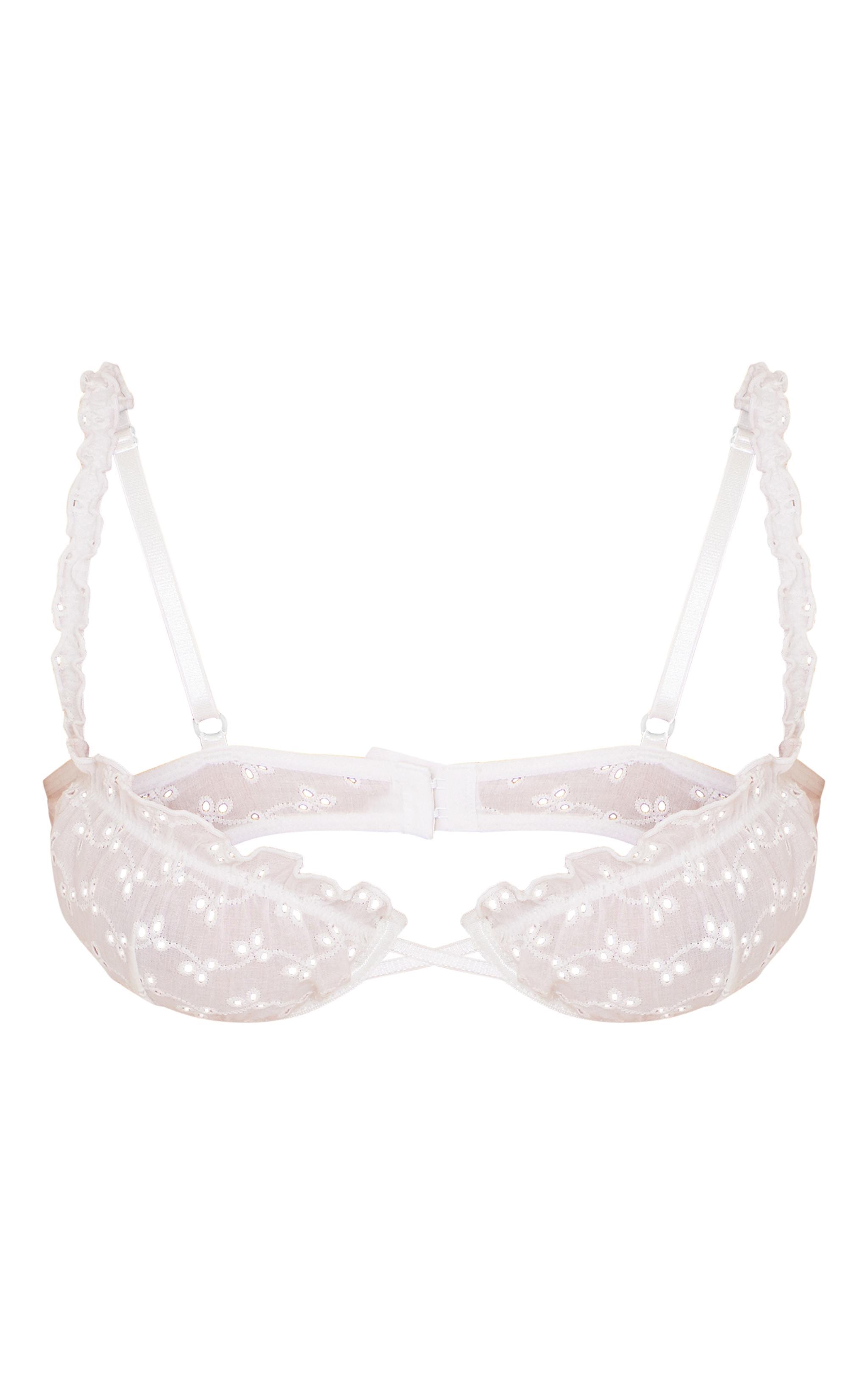 White Broderie Frill Edge Bra Product Image