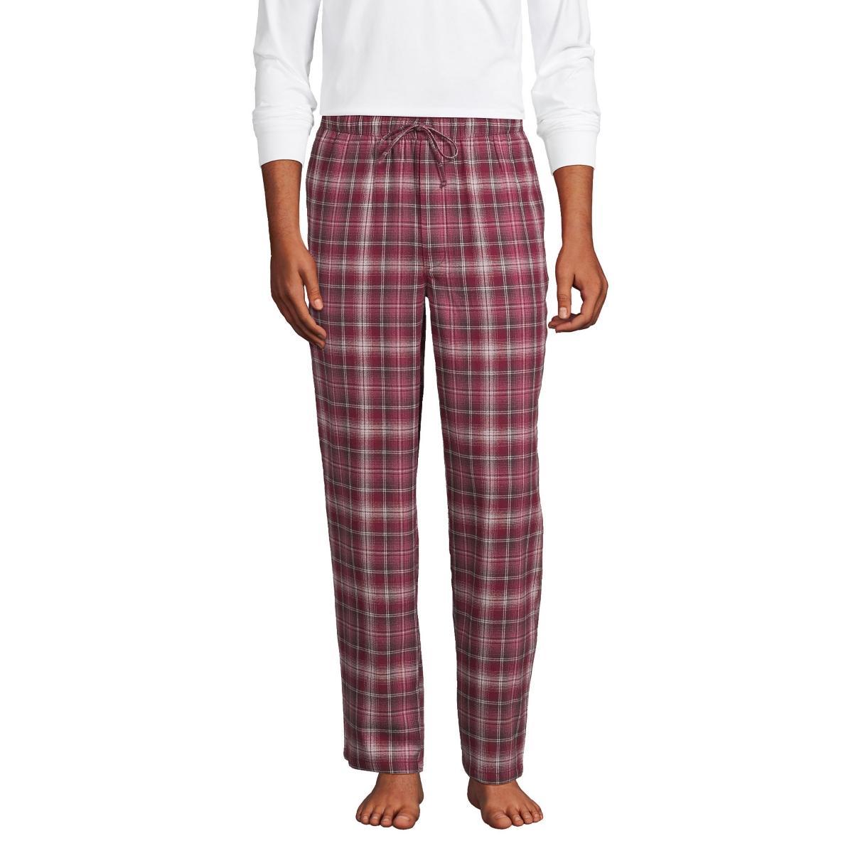 Big & Tall Lands End Flannel Top & Bottoms Pajama Set, Mens Red Shadow Product Image