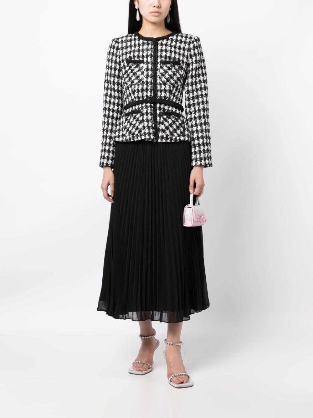 Checked Bouclé And Chiffon Midi Dress In Black Product Image