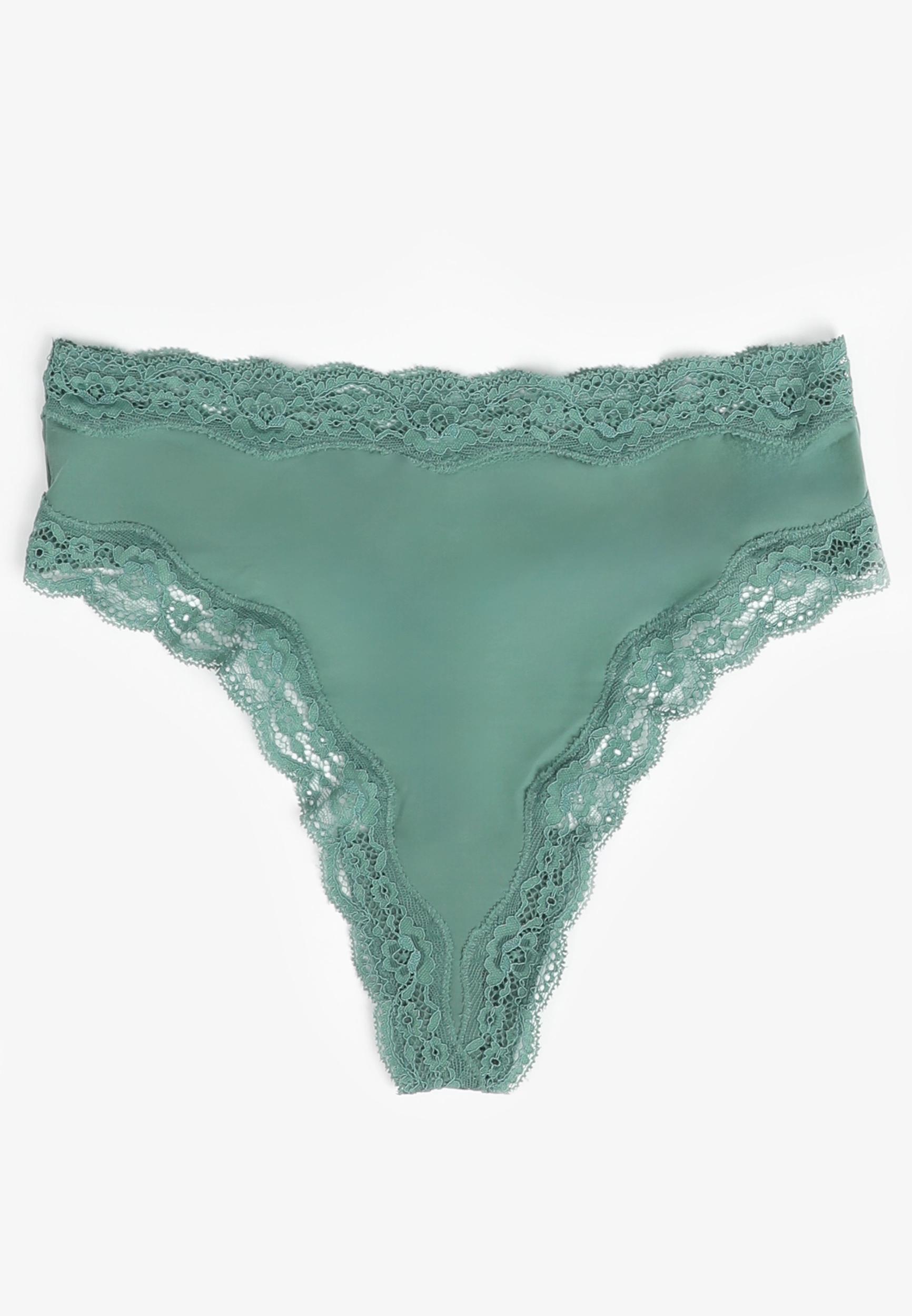 Maurices Womens True Stretch High Waist Jersey Lace Trim Thong Panty Blue Size XX Large Product Image