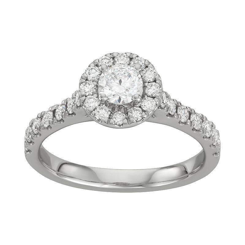 Evolv 14k White Gold 1 Carat T.W. IGI Certified Lab-Grown Diamond Halo Ring, Womens Product Image