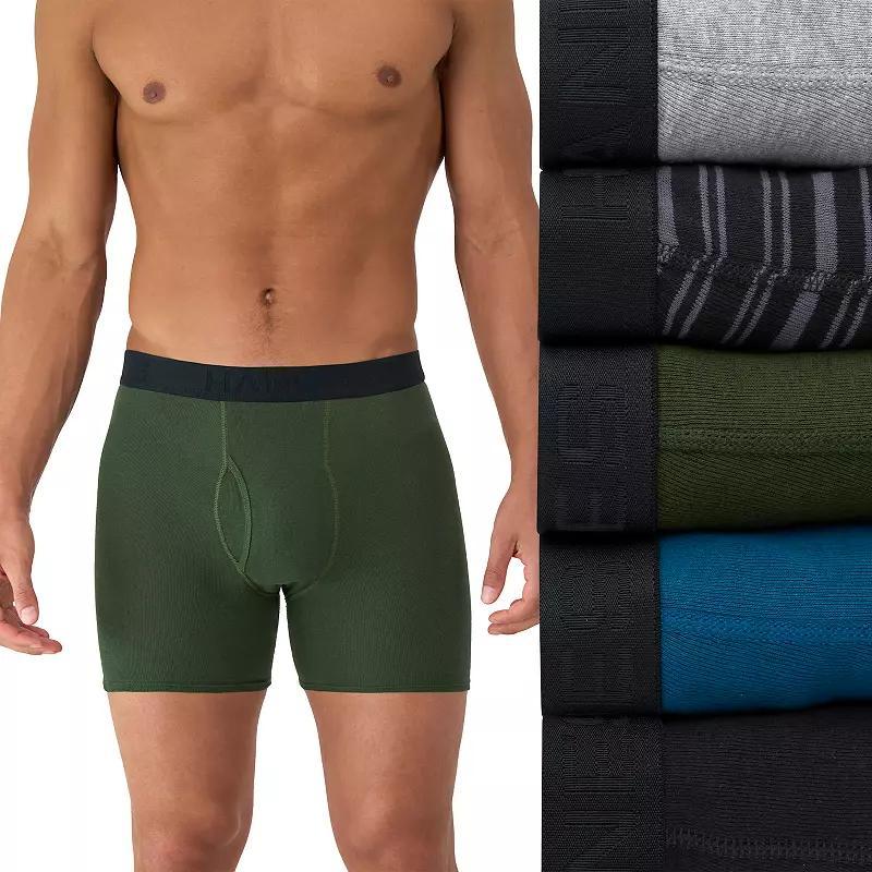 Hanes Ultimate Mens Cotton Boxer Brief Underwear, Comfort Flex Waistband, Solids/Print, 5-Pack Black/Concrete/Olive/Teal/Stripe 2XL Product Image