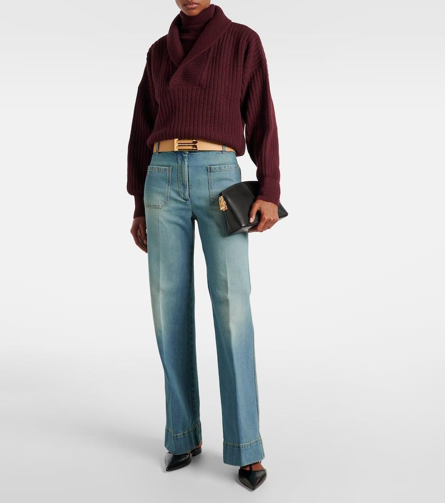 Shawl Neck Sweater In Burgundy Product Image