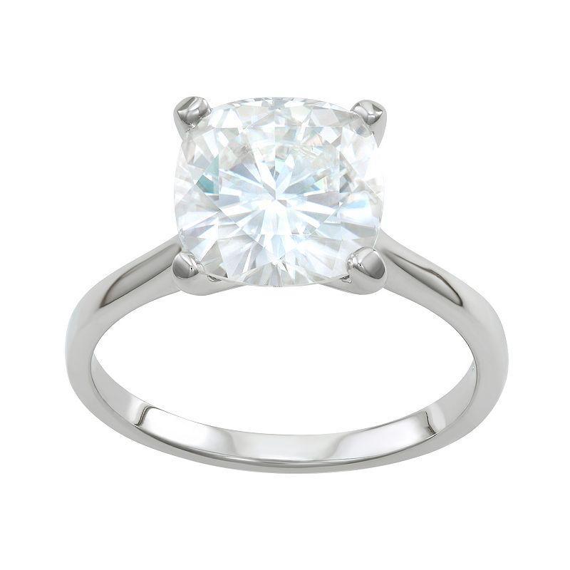 Charles & Colvard 1/5 Ct. T.w. Lab Created Moissanite Cushion Solitaire Ring In 14K White Gold, 9 Product Image