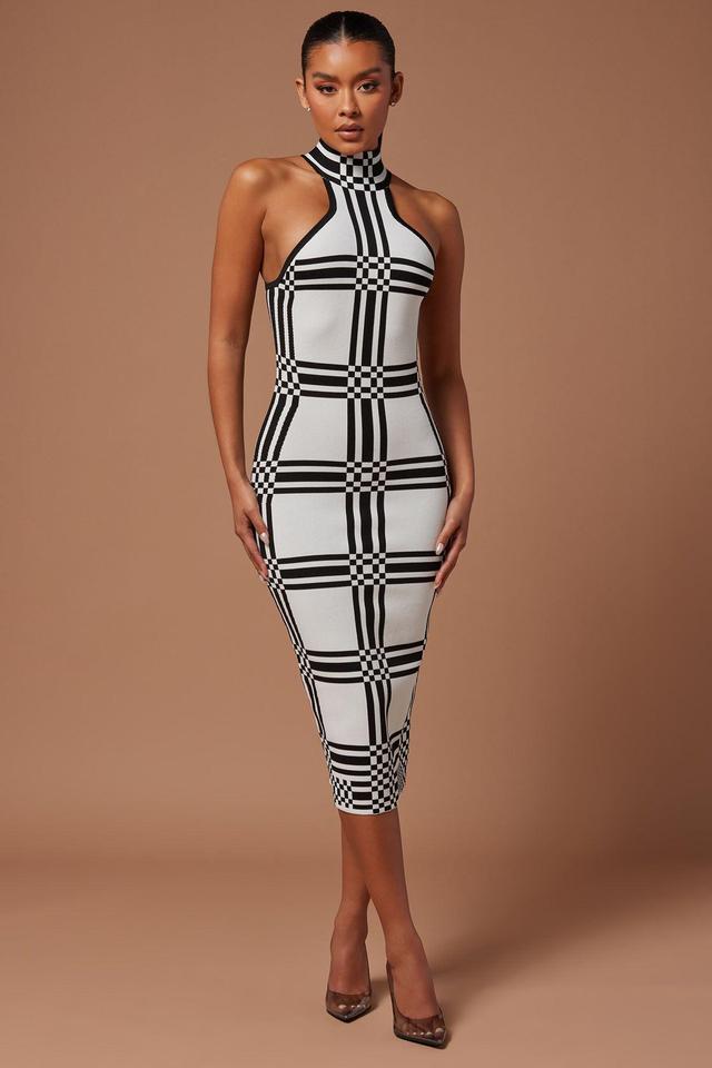 Donna Knit Midi Dress - White/Black Product Image