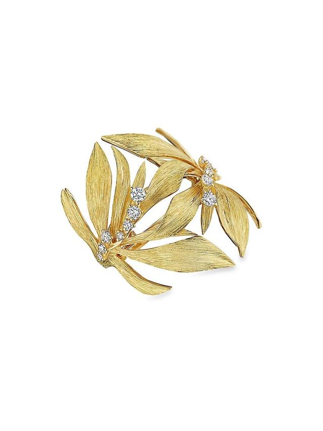 Womens Bahia 18K Gold & Diamond Sculpted Flower Ring Product Image