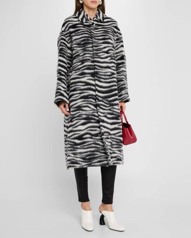 Zebra Brushed Alpaca Wool Coat Product Image