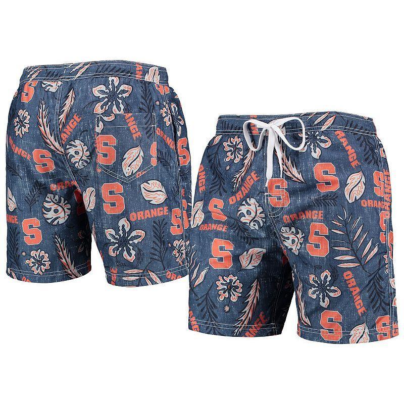 Mens Wes & Willy Syracuse Orange Vintage Floral Swim Trunks Blue Product Image