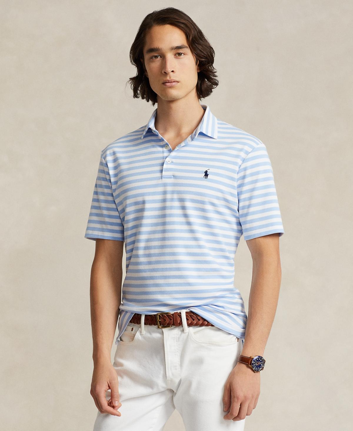 Mens Striped Cotton Polo Shirt Product Image