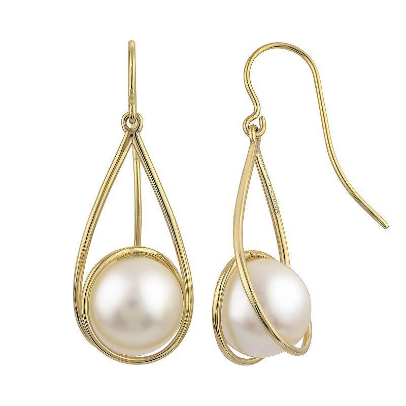 PearLustre by Imperial 14k Gold Freshwater Cultured Pearl Swirl Drop Earrings, Womens Product Image